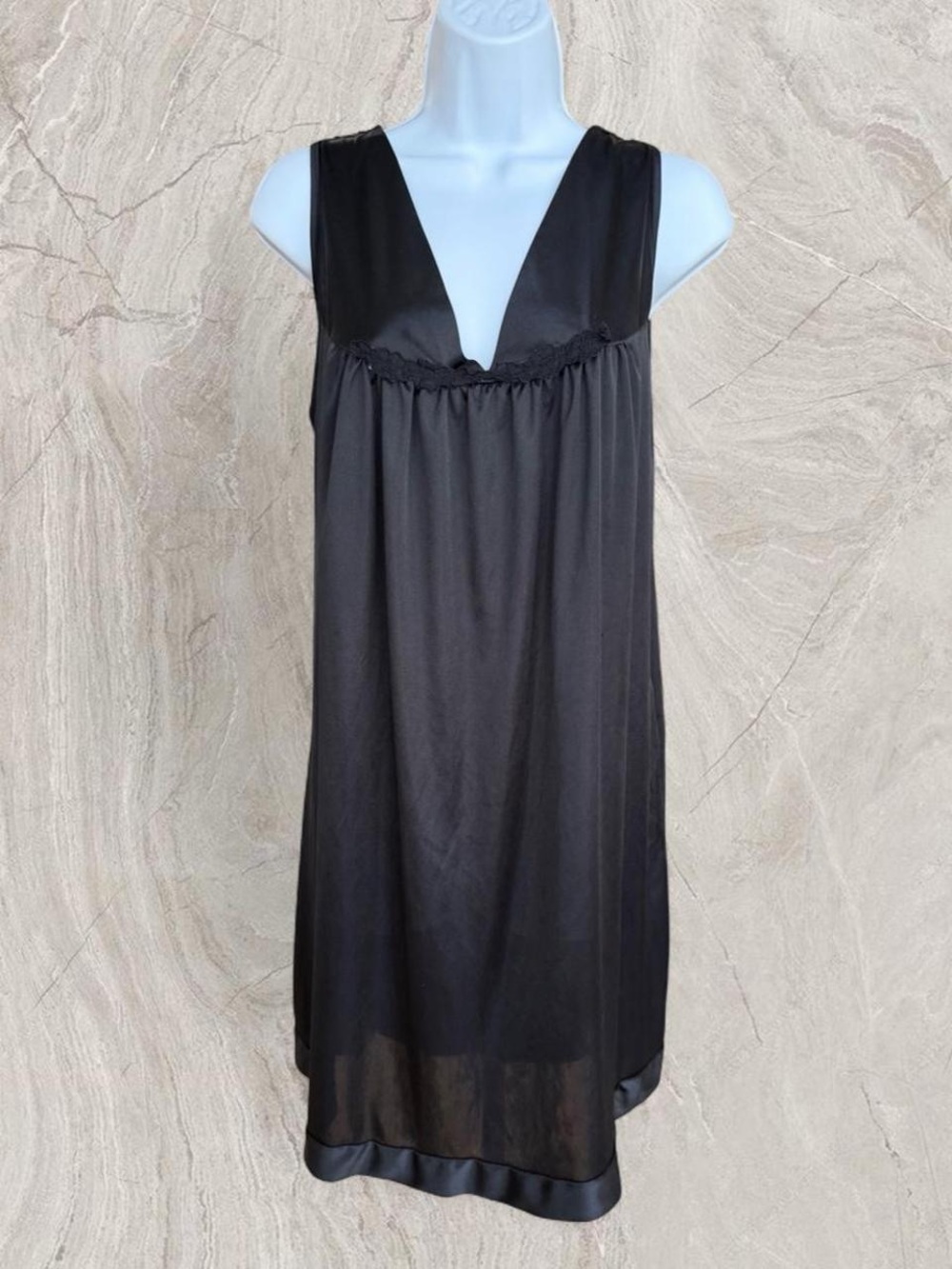 Black Satin-Trim Night Chemise - Women Intimates